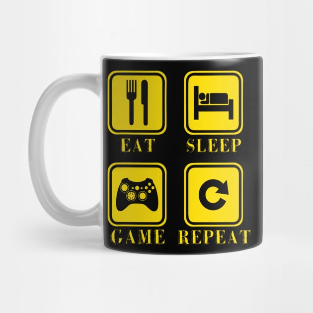 'Eat Sleep Game Repeat' Funny Video Gamer Gift by ourwackyhome